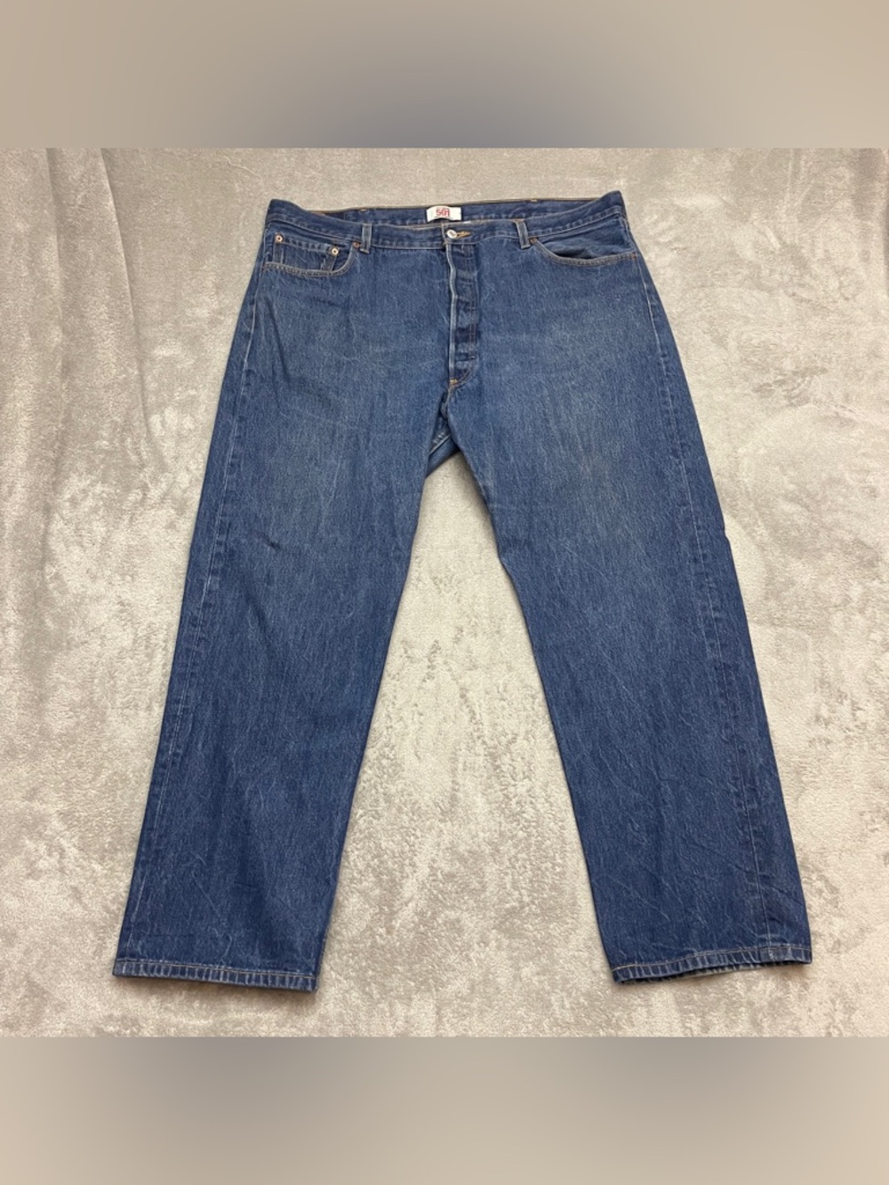 Levis 501 Jeans Mens 44x32 Blue Denim Straight Leg Button Fly cotton Tag